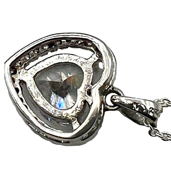 Heart-Shaped Cubic Zirconia Pendant Necklace In 925 Sterling Silver.   A38 - Picture 10 of 10